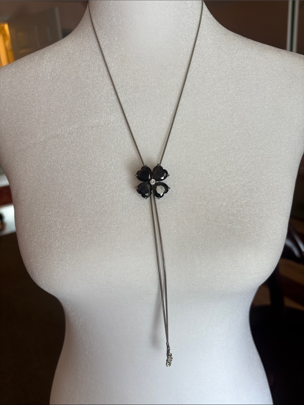 Black Clover Pendant Lariat Necklace - Women's Jewelry